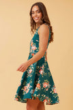 Tilly Floral Short Dress with Belt | Emerald