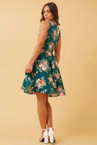 Tilly Floral Short Dress with Belt | Emerald