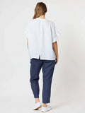 Clarity Frilled Sleeve Linen Top White