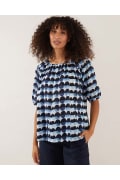 Gathered Sleeve Print Top