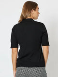 Donna Mock Neck Knit| BLACK