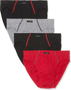 Jockey Men's Underwear Cotton Brief  | 4 pack | Black/Red/Grey