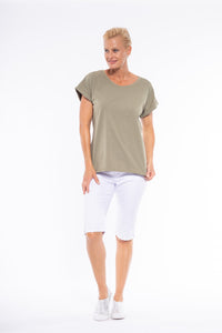 Cotton/Spandex Drop Shoulder Tee