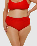 Hi Waist Control Bikini Bottom | Lava Red