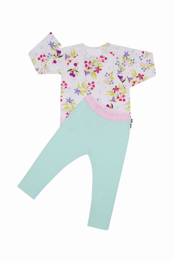 Bonds Long Sleeve Sleep Set | Bush tucker white/pink