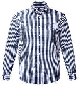 Pilbara Mens L/S Shirt | Navy-White Check