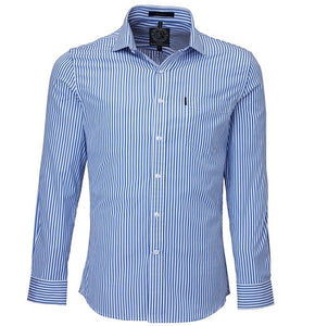 Pilbara Mens L/S Shirt | Blue-White