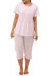 Schrank Stripe Cotton Jersey Capri Pyjama -Pink