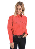 Womens Contrast Light 1/2 Placket L/S Shirt