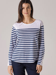 Fine Stripe Tee | Prussian Blue