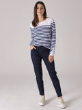 Fine Stripe Tee | Prussian Blue