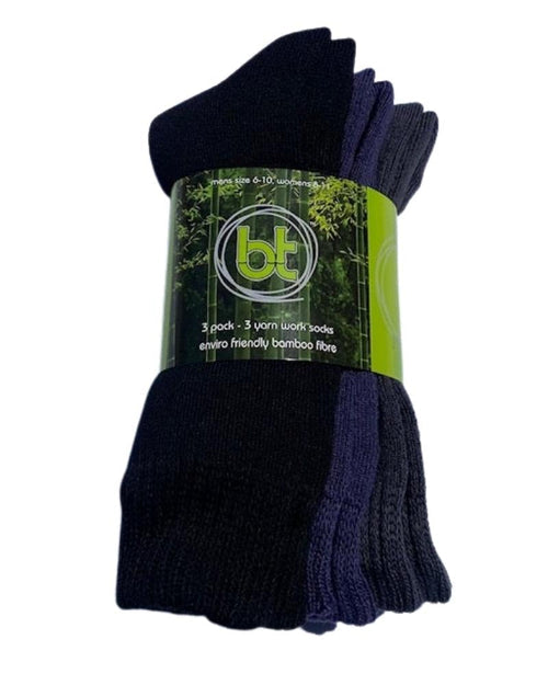 B/T 3 Yarn 3 Pack Work Socks