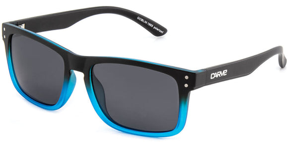 Carve Goblin Polarized Sunglasses | Matt Black and Blue with Grey Lens