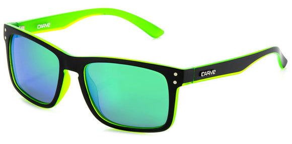 Carve Rivals Polarized Sunglasses | Matt Black and Green with Green Iridium Lens