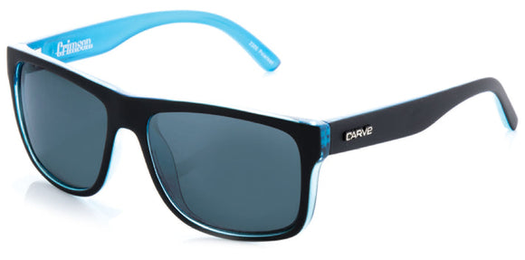 Carve Crimson Polarized Sunglasses | Matt Black and Cyan with Grey Lens