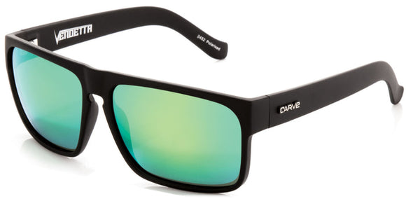 Carve Vendetta Sunglasses | Matt Black with Green Iridium Lens