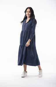 Essential Dress Layered long Poplin | Navy