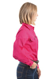 HARD SLOG Half Placket Light Cotton Shirt L/S | Bright Pink