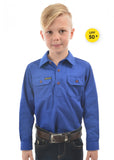 HARD SLOG Kids Half Placket Shirt L/S | Royal Blue