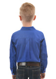 HARD SLOG Kids Half Placket Shirt L/S | Royal Blue