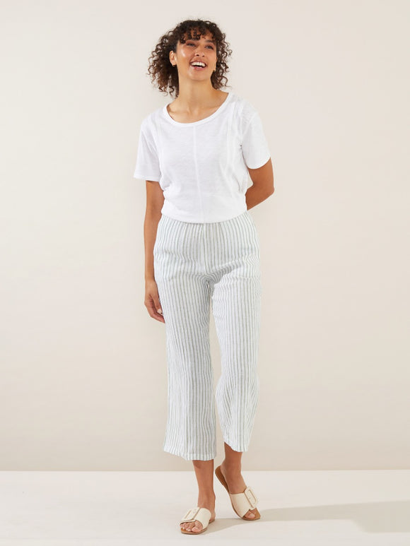 Stripe Textured Pant | Apple Green/White